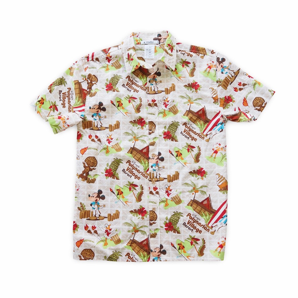 Disney Polynesian Village Resort Men's S Hawaiian Shirt Mickey Donald Duck